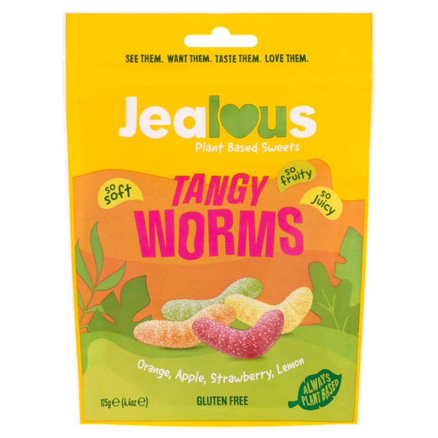 Jealous Sweets Tangy Worms Apple, Lemon, Strawberry &amp;amp; Orange