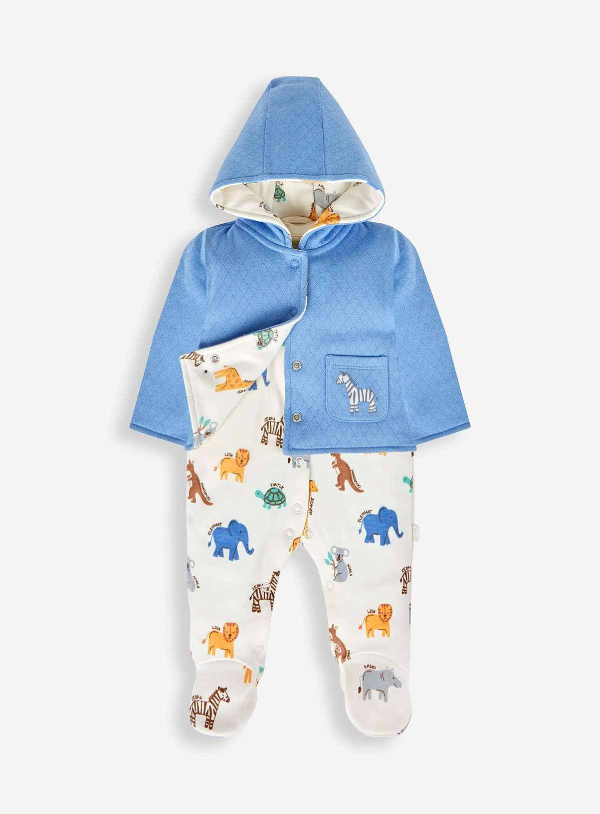 JOJO MAMAN B&amp;Eacute;B&amp;Eacute; 2 Piece Safari Sleepsuit &amp;amp; Jacket Set Newborn