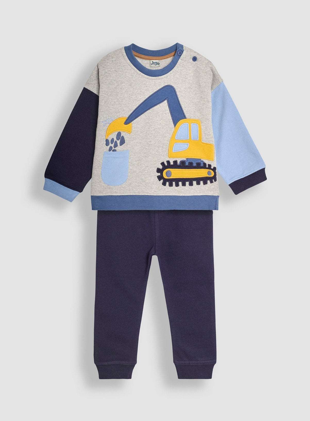 JOJO MAMAN B&amp;Eacute;B&amp;Eacute; Digger Applique Sweatshirt &amp;amp; Jogger Set 6-12 months