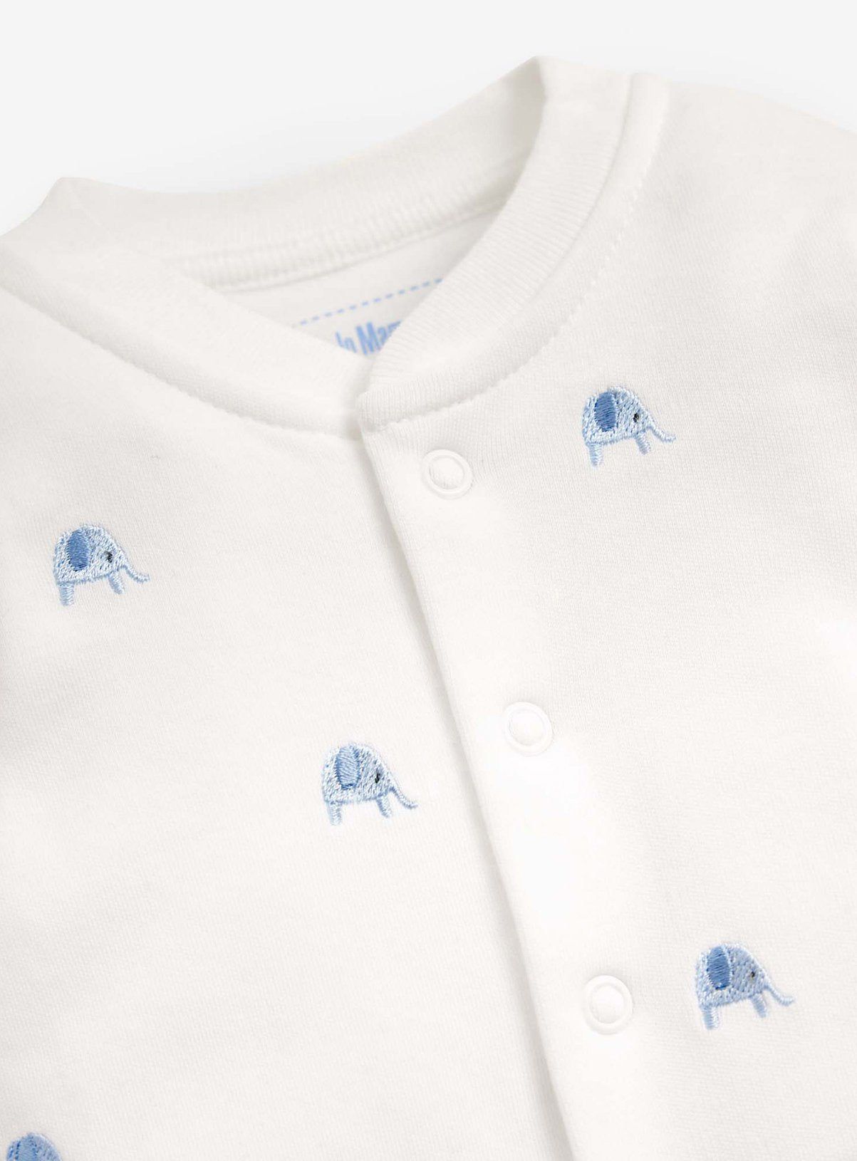 JOJO MAMAN B&amp;Eacute;B&amp;Eacute; Elephant Embroidered Sleepsuit Up To 3 mths