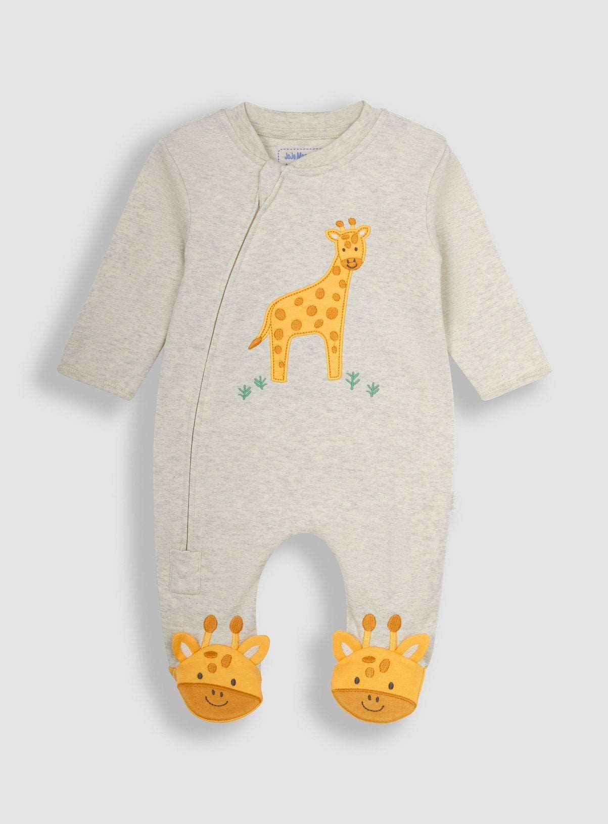 JOJO MAMAN B&amp;Eacute;B&amp;Eacute; Giraffe Applique Zip Sleepsuit Up To 3 mths