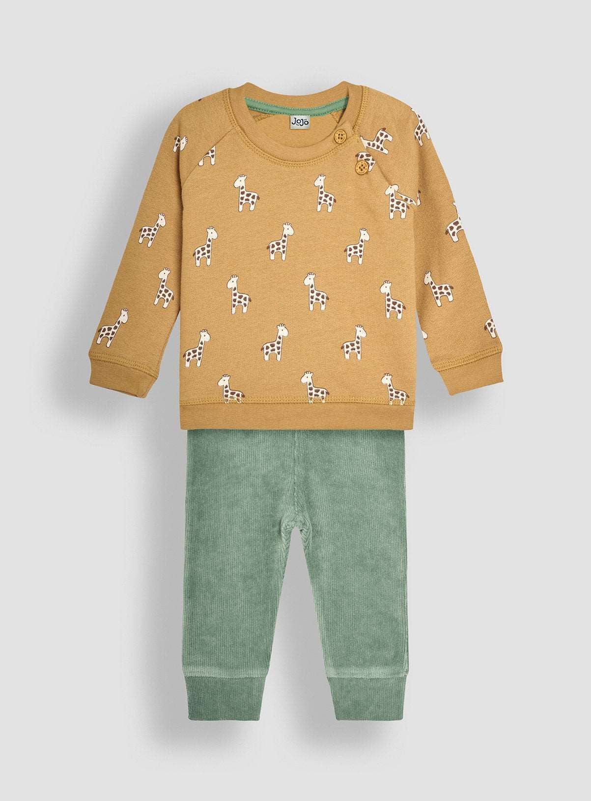 JOJO MAMAN B&amp;Eacute;B&amp;Eacute; Giraffe Sweatshirt &amp;amp; Cosy Trouser Baby Set 3-6 months