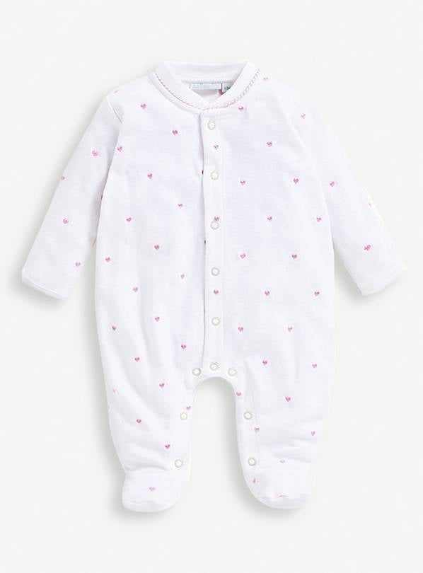 JOJO MAMAN B&amp;Eacute;B&amp;Eacute; Heart Embroidered Sleepsuit Newborn