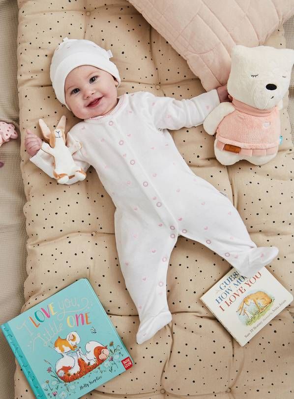 JOJO MAMAN B&amp;Eacute;B&amp;Eacute; Heart Embroidered Sleepsuit Newborn