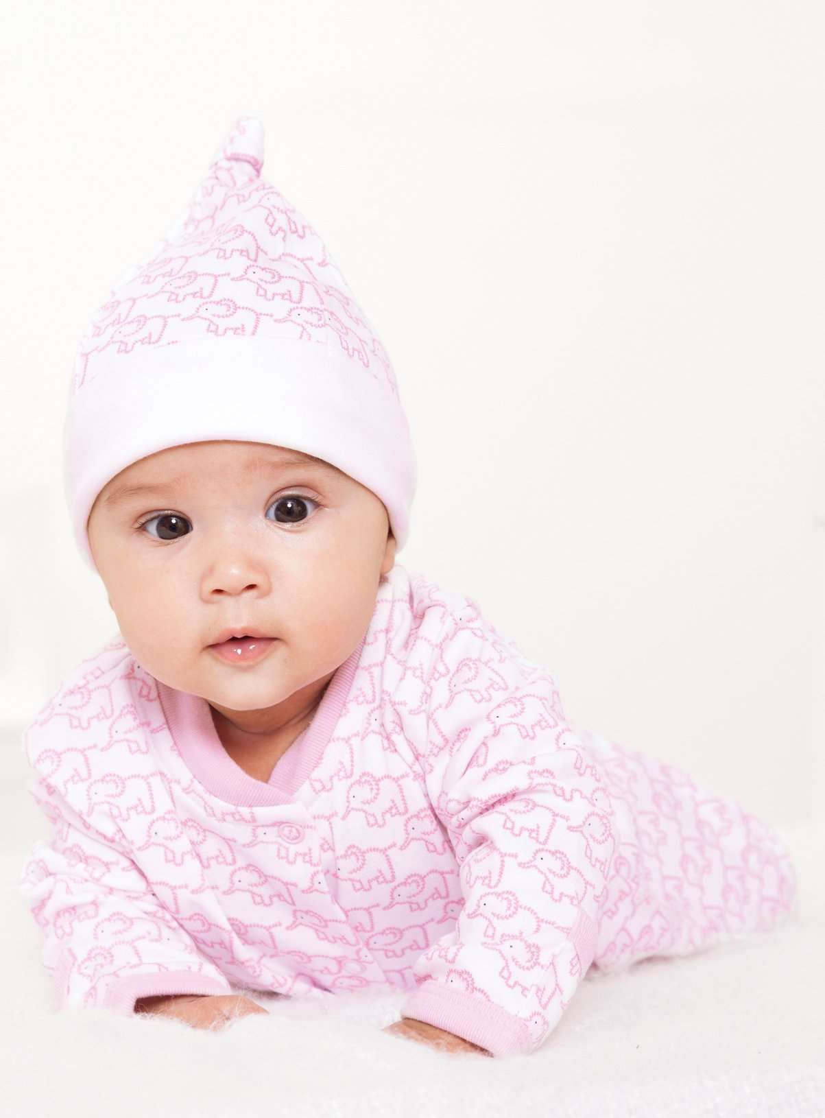 JOJO MAMAN B&amp;Eacute;B&amp;Eacute; Little Elephant Sleepsuit Pink Up To 3 mths