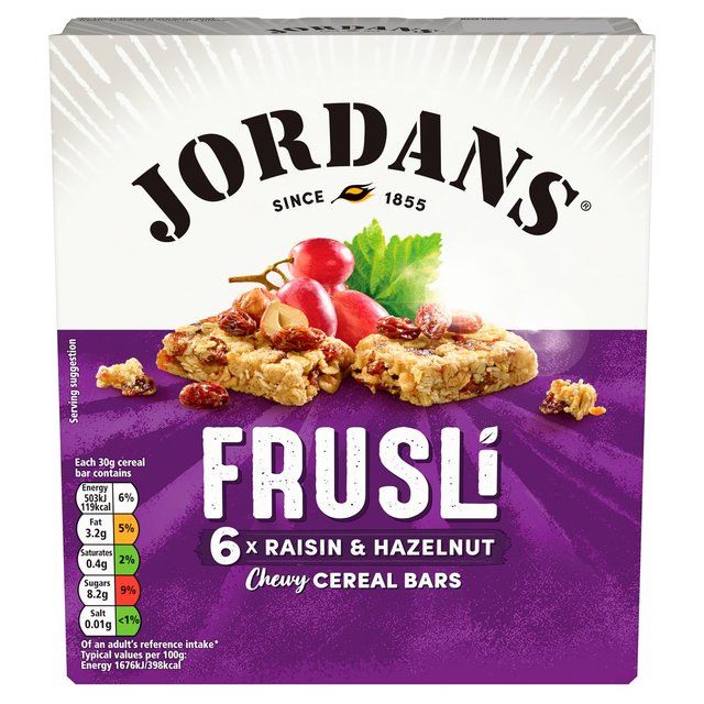 Jordans Raisin &amp;amp; Hazelnut Frusli Cereal Bars   6 x 30g
