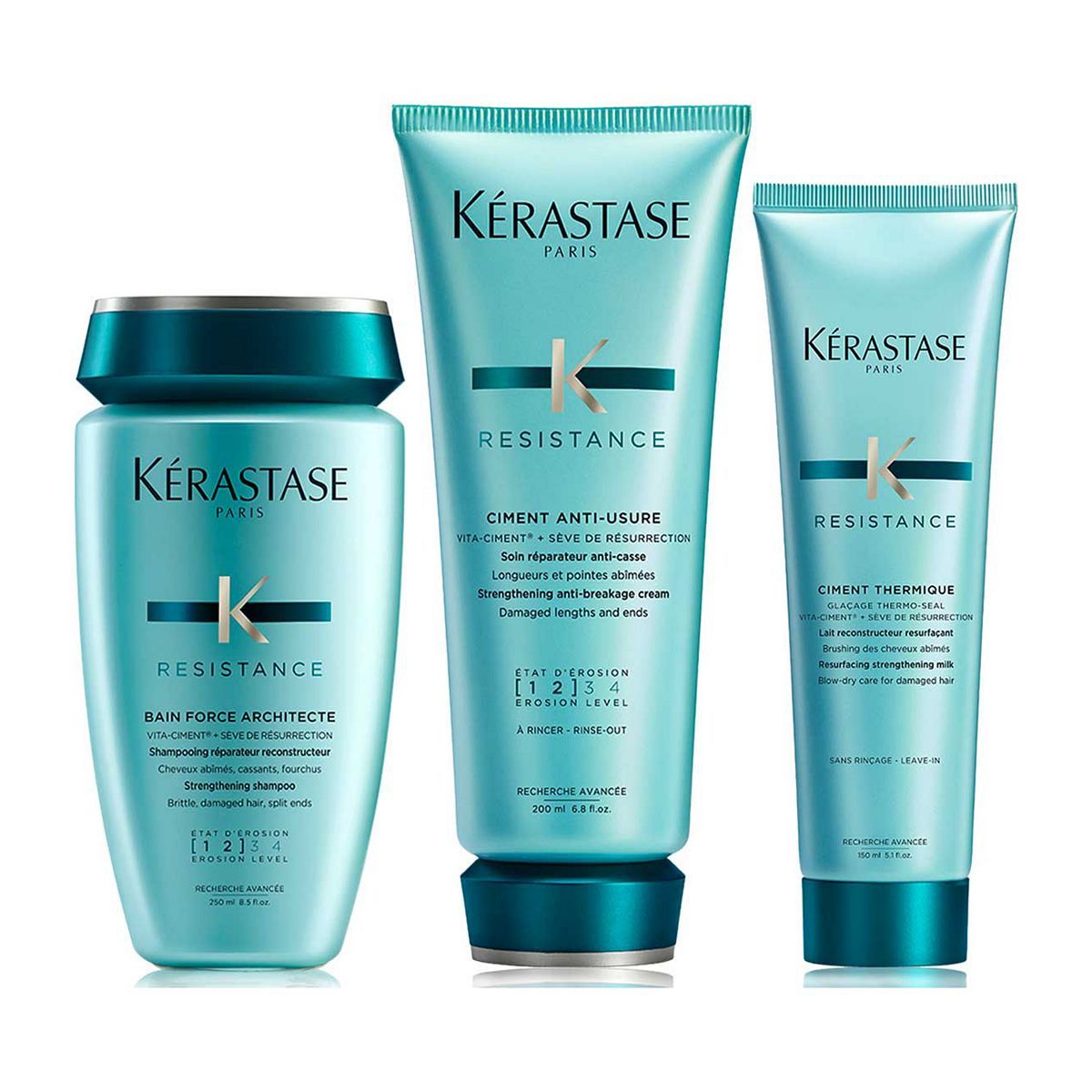 K&amp;eacute;rastase Resistance Shampoo, Conditioner and Hair Treatment, Strengthening Routine to Repair Dry Damaged Hair, Trio Set