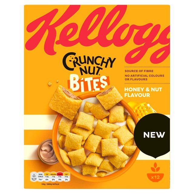 Kellogg's Crunchy Nut Bites Honey &amp;amp; Nut Flavour Breakfast Cereal    375g
