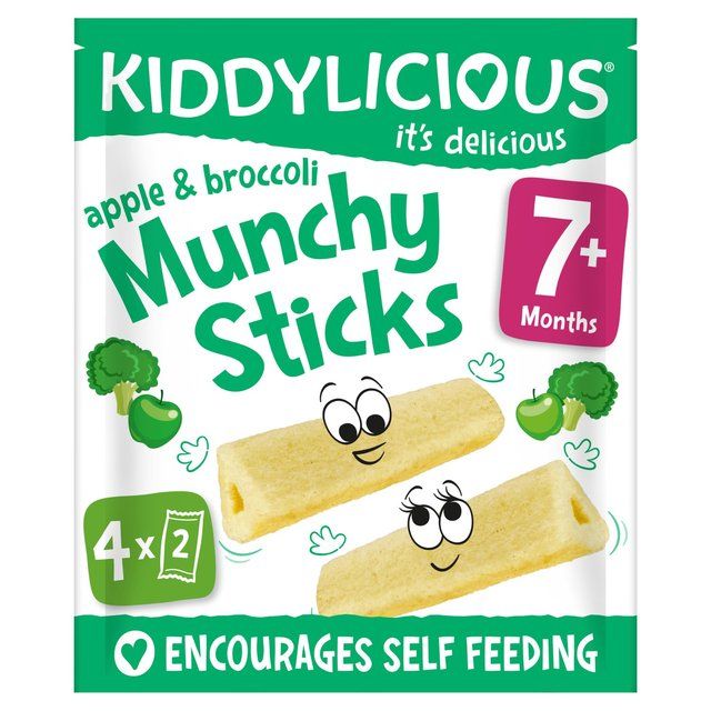 Kiddylicious Apple &amp;amp; Broccoli Munchy Sticks Baby Snacks Multi   4 x 4g
