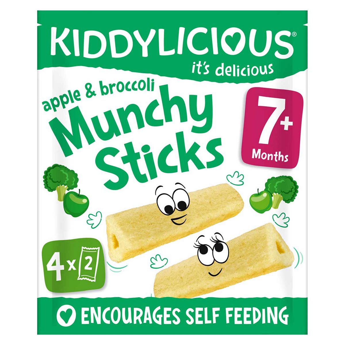 Kiddylicious Munchy Sticks Apple &amp;amp; Broccoli 4 x 4g