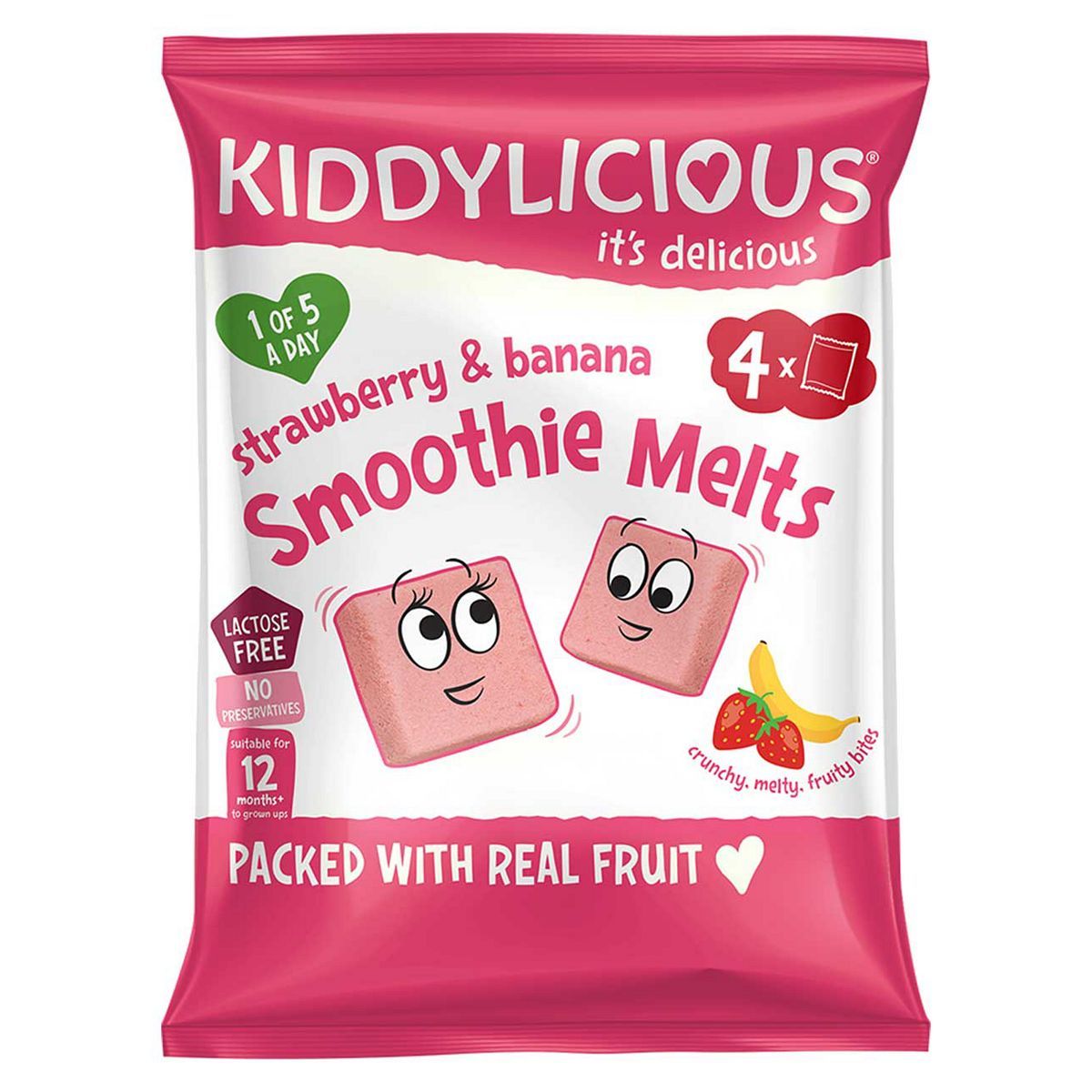 Kiddylicious Strawberry &amp;amp; Banana Smoothie Melts Multipack 4x6g