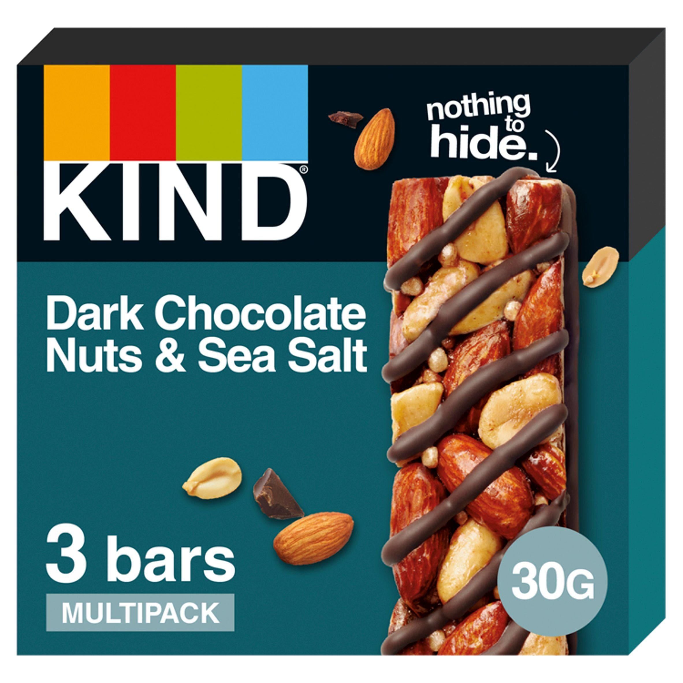 Kind Dark Chocolate Nuts &amp;amp; Sea Salt Cereal Bars Multipack 3x30g