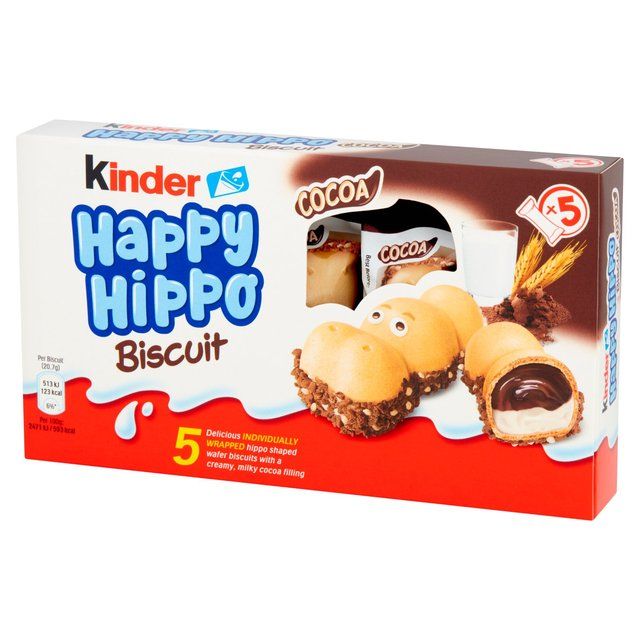 Kinder 5 Happy Hippo Milk &amp;amp; Cocoa Cream Biscuits   103.5g