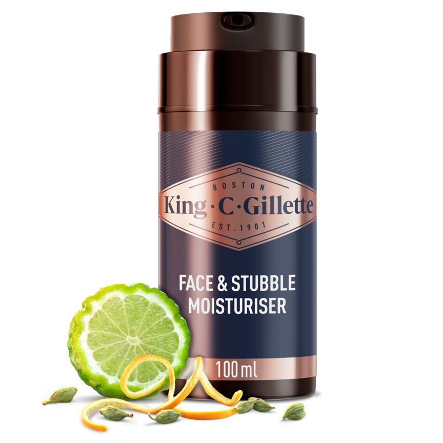 King C. Gillette Face &amp;amp; Stubble Moisturiser, With Signature Scent And Vitamin B, 100ml