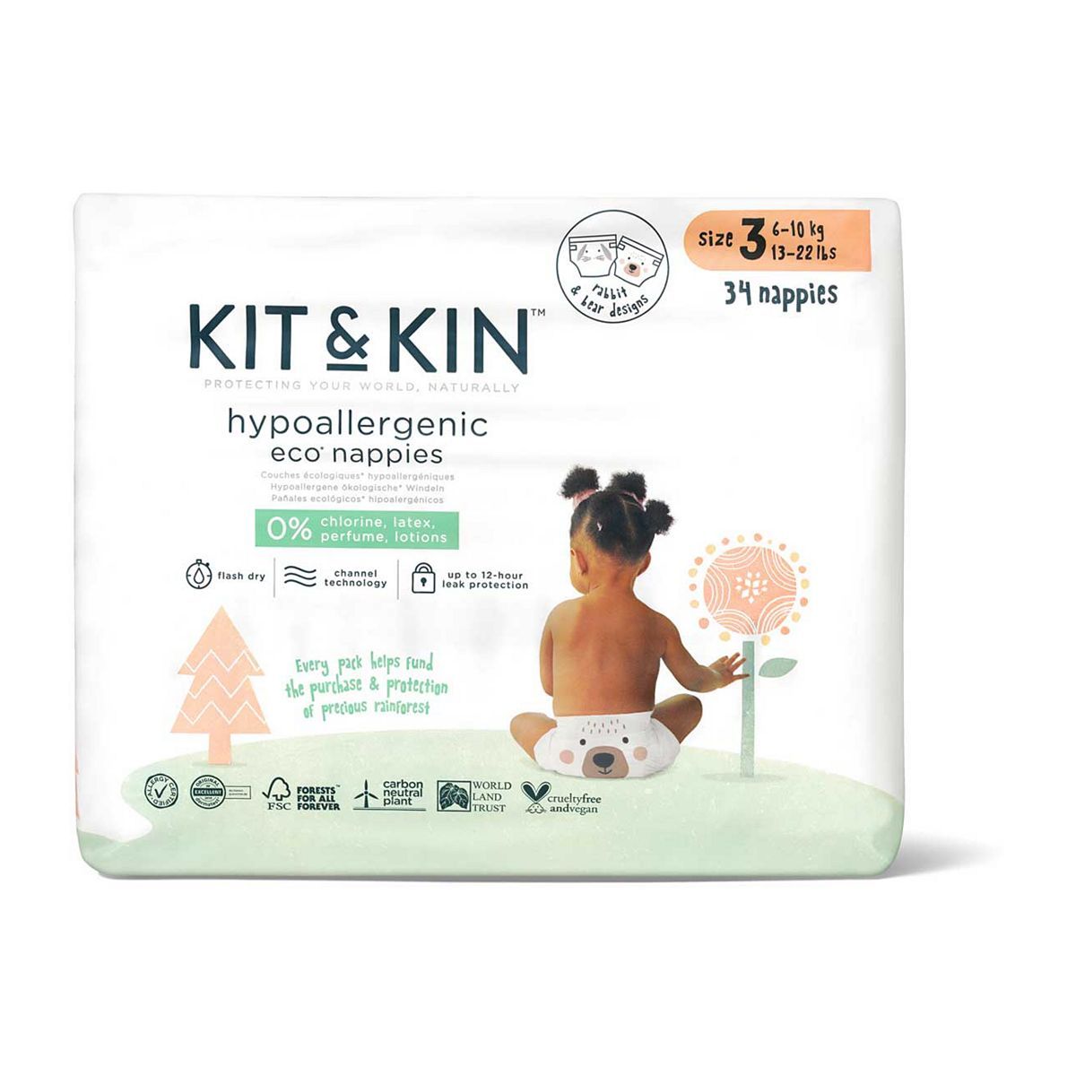Kit &amp;amp; Kin Eco Nappies Size 3, 32 pack, 6-10kg/13-22lbs