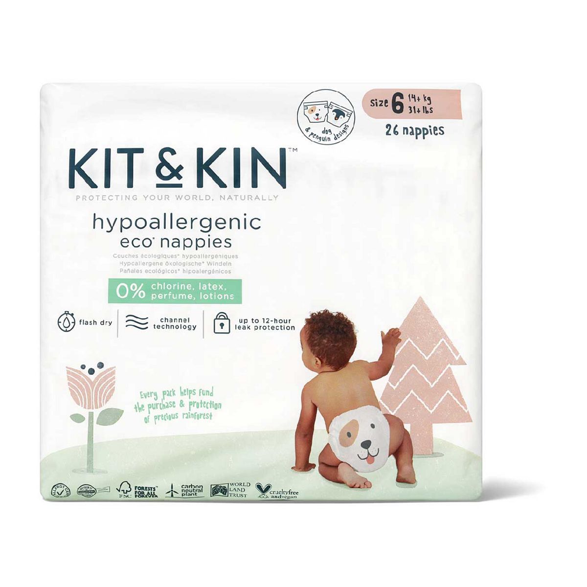Kit &amp;amp; Kin Eco Nappies Size 6, 24 pack, 14kg+/31lbs+