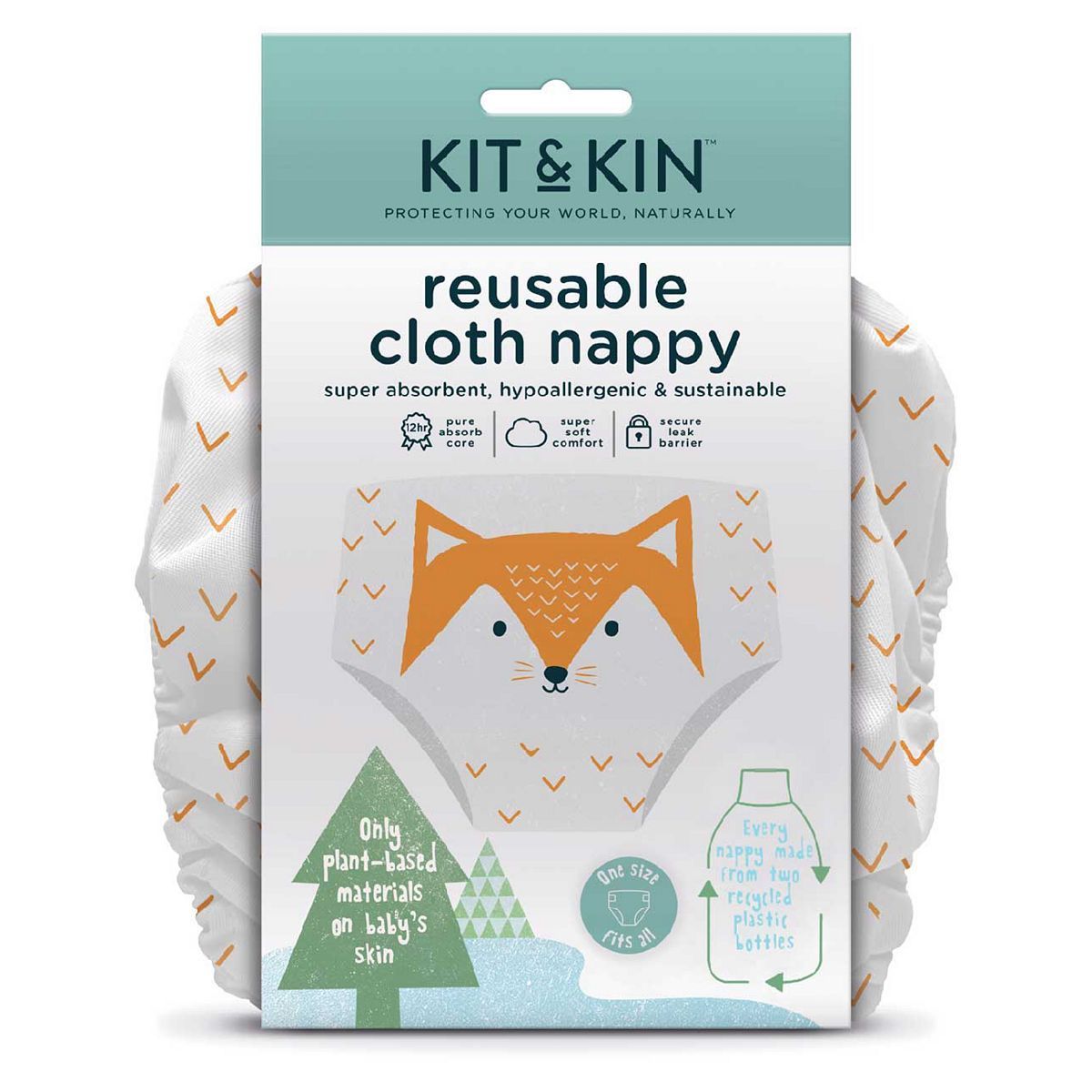 Kit &amp;amp; Kin Reusable Cloth Nappy (Fox Design)