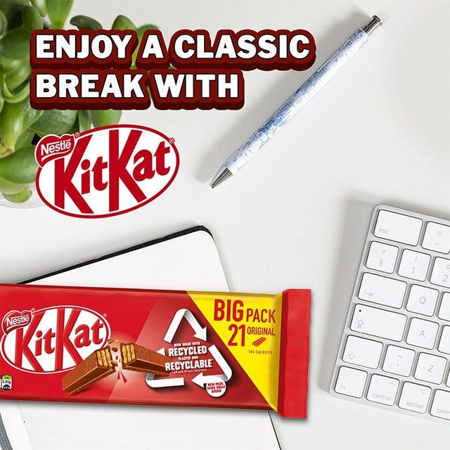 KitKat 2 Finger Milk Chocolate Biscuit Bar Multipack   21 x 20.7g