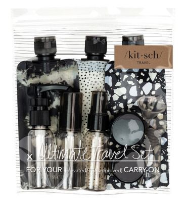 Kitsch&amp;nbsp;11 Piece Travel Bottle Set - Black