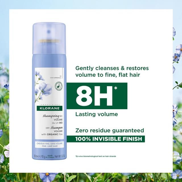 Klorane Volumising  Dry Shampoo with Organic Flax Fibre for Fine Limp Hair   200ml