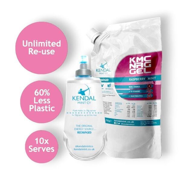 KMC Energy Gel Refill Raspberry &amp;amp; Mint  + Flask Bundle
