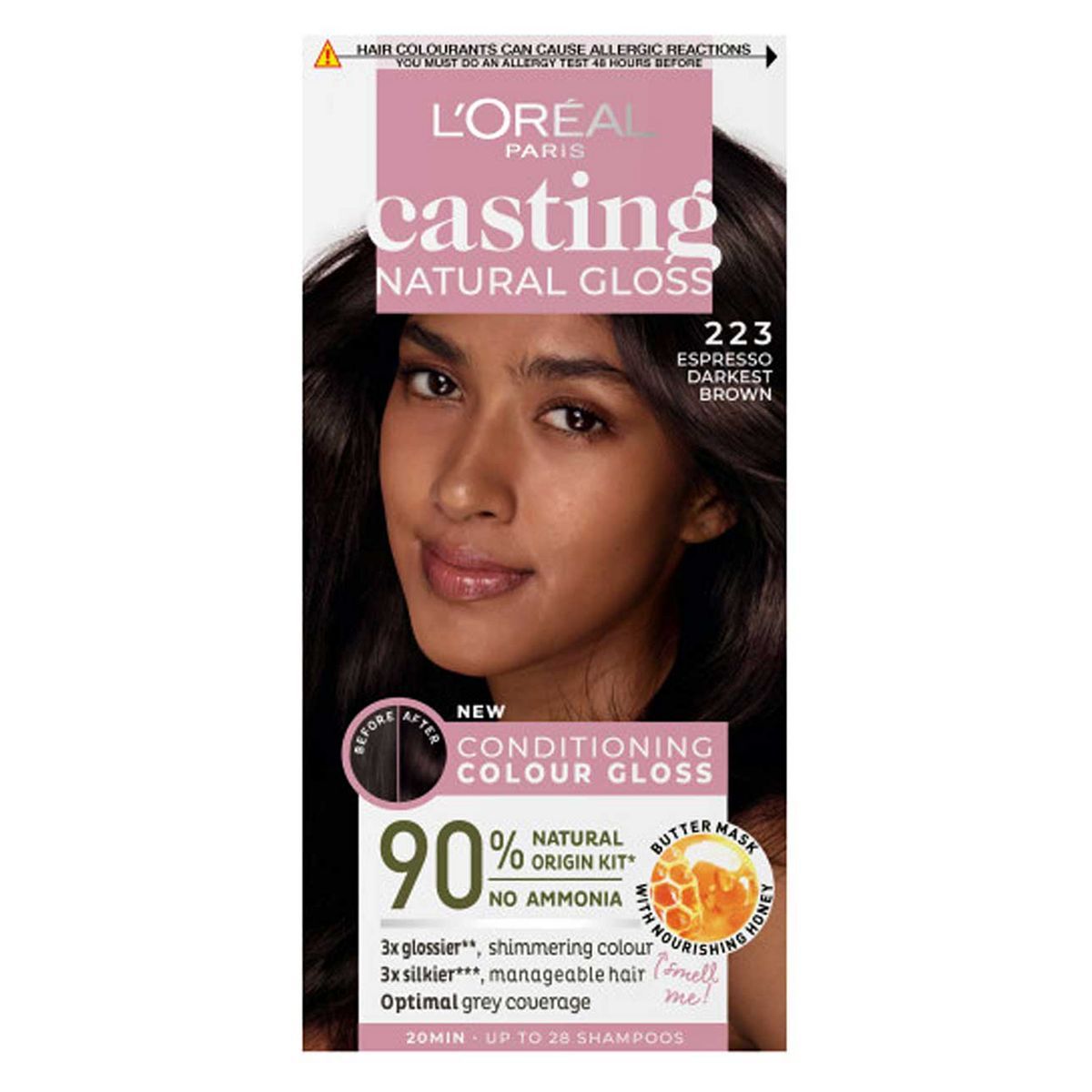 L&amp;rsquo;Or&amp;eacute;al Paris Casting Natural Gloss Semi-Permanent Hair Dye, Ammonia Free, 2.23 Espresso Darkest Brown