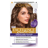 L&amp;rsquo;Or&amp;eacute;al Paris Excellence Cool Cr&amp;egrave;me Permanent Hair Dye, Long-lasting Anti-Brassiness Colour, 7.11 Ultra Ash Blonde