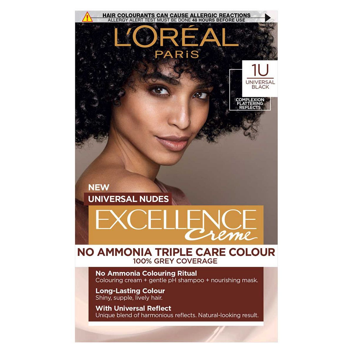 L&amp;rsquo;Or&amp;eacute;al Paris Excellence Cr&amp;egrave;me Universal Nudes Ammonia Free Permanent Hair Dye, 1U Universal Black