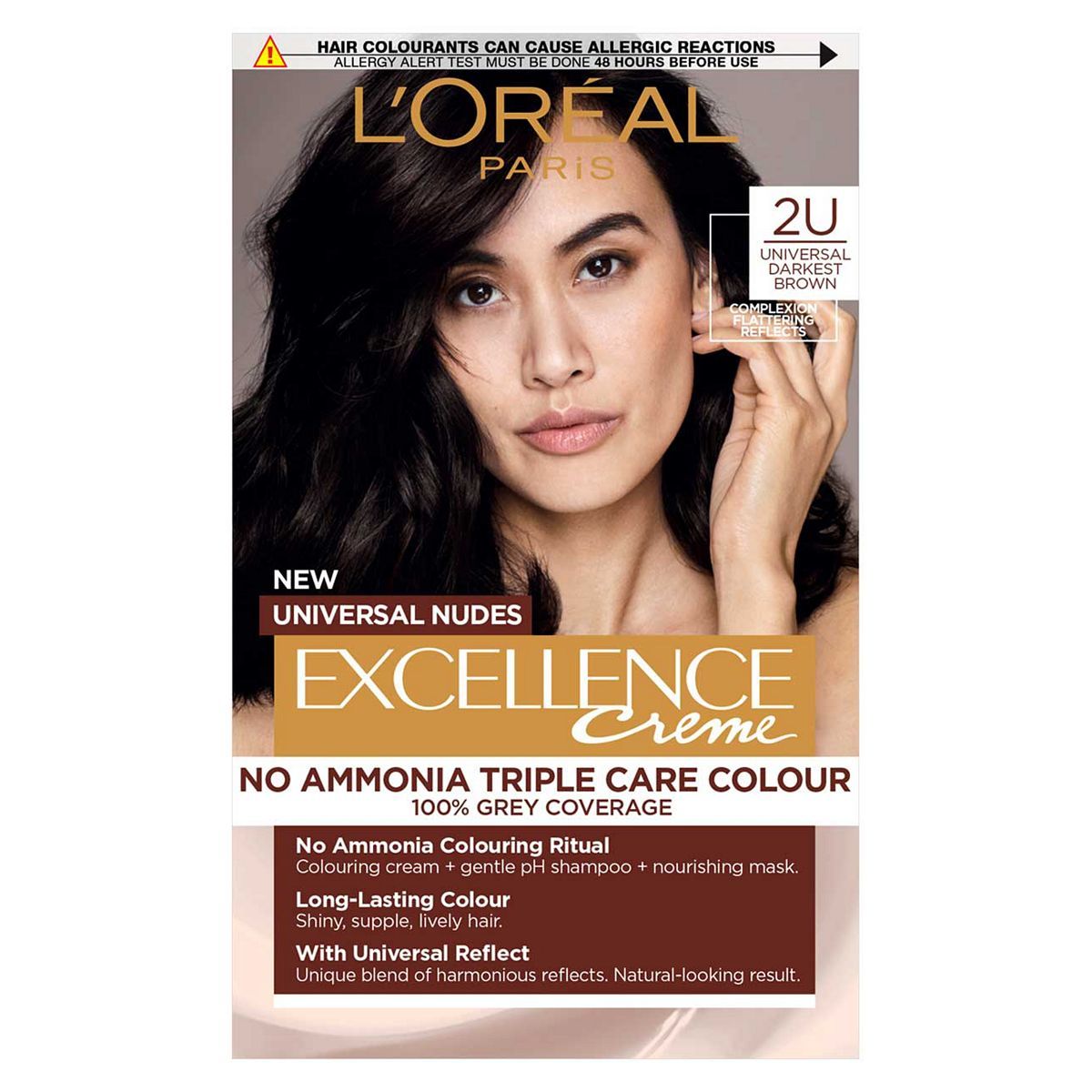 L&amp;rsquo;Or&amp;eacute;al Paris Excellence Cr&amp;egrave;me Universal Nudes Ammonia Free Permanent Hair Dye, 2U Universal Darkest Brown