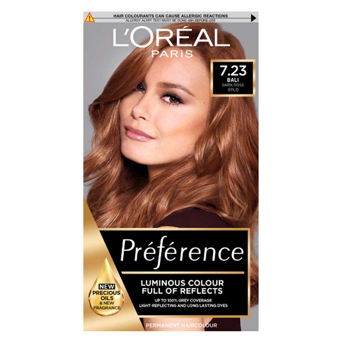 L&amp;rsquo;Or&amp;eacute;al Paris Preference Permanent Hair Dye, Luminous Colour, Dark Rose Gold 7.23
