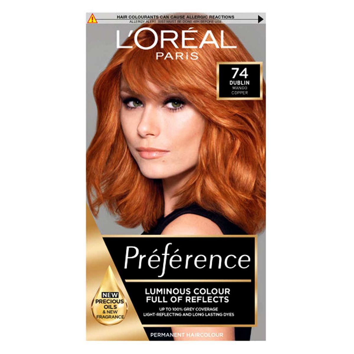 L&amp;rsquo;Or&amp;eacute;al Paris Preference Permanent Hair Dye, Luminous Colour, Mango Copper 74