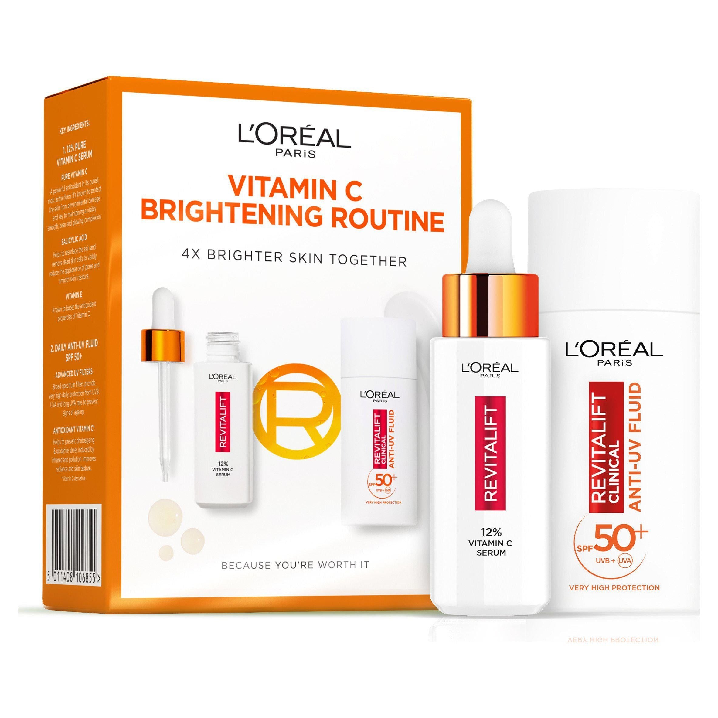 L'Or&amp;eacute;al Paris Revitalift Clinical 12% Pure Vitamin C Serum &amp;amp; SPF 50&amp;amp; Invisible Fluid Face Duo