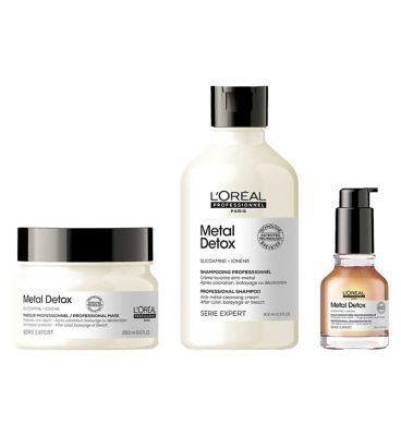 L'or&amp;eacute;al Professionnel Serie Expert Metal Detox Shampoo, Hair Mask and Oil Routine