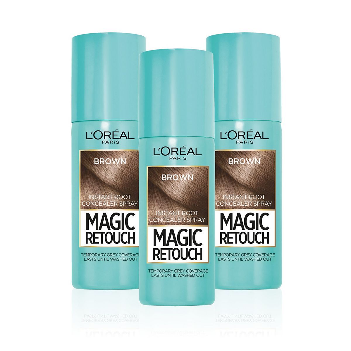 L'Oreal Magic Retouch Brown Temporary Instant Grey Root Concealer Spray  Triple Pack - 3x75ml