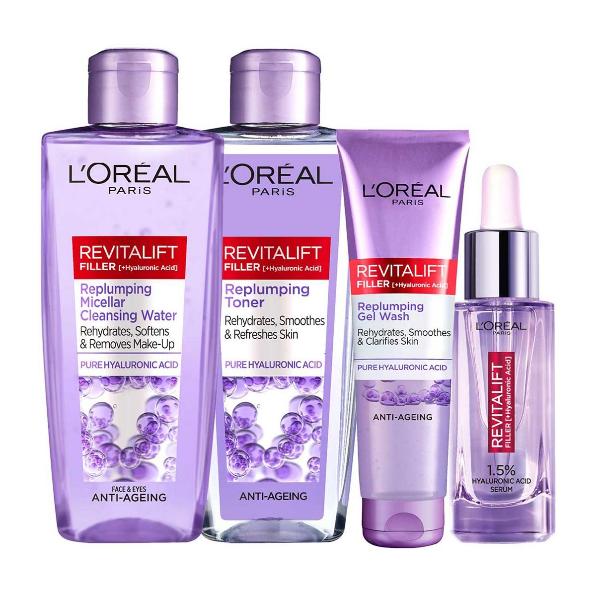 L&amp;rsquo;Oreal Paris Revitalift Filler Hyaluronic Acid Evening Skincare Routine Bundle