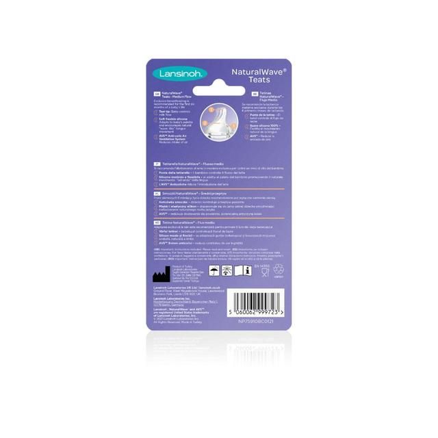 Lansinoh Silicone Bottle Teats Medium Flow   2 per pack