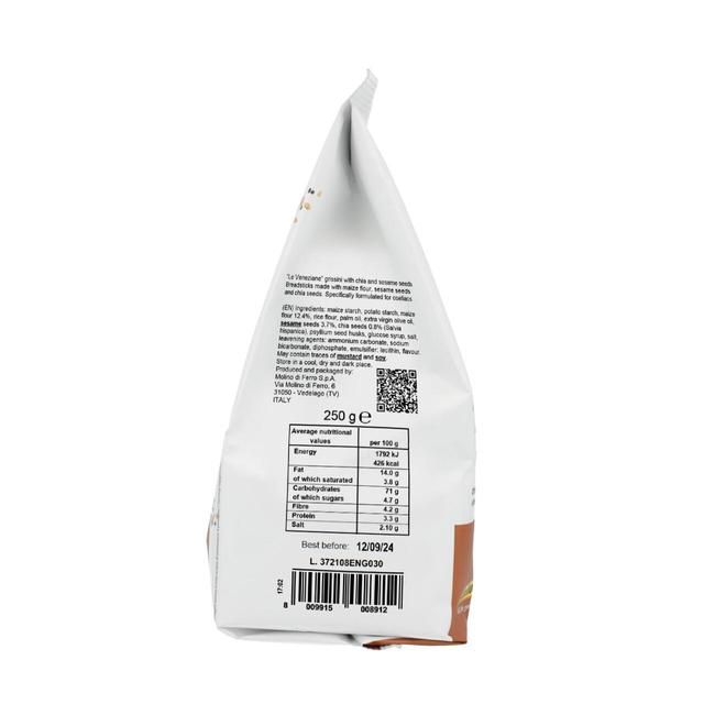 Le Veneziane Gluten Free Sesame &amp;amp; Chia Grissini Breadsticks   250g