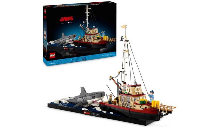 LEGO Ideas Jaws Set for Adults with Model Shark &amp;amp; Boat 21350