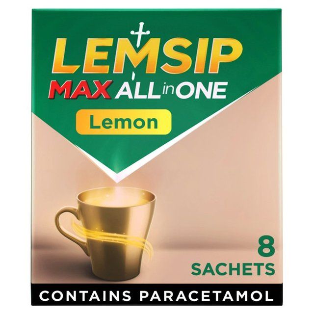 Lemsip Max All in One Lemon Sachets Paracetamol Cold Flu   8 per pack