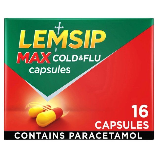 Lemsip Max Cold &amp;amp; Flu Capsules Paracetamol   16 per pack