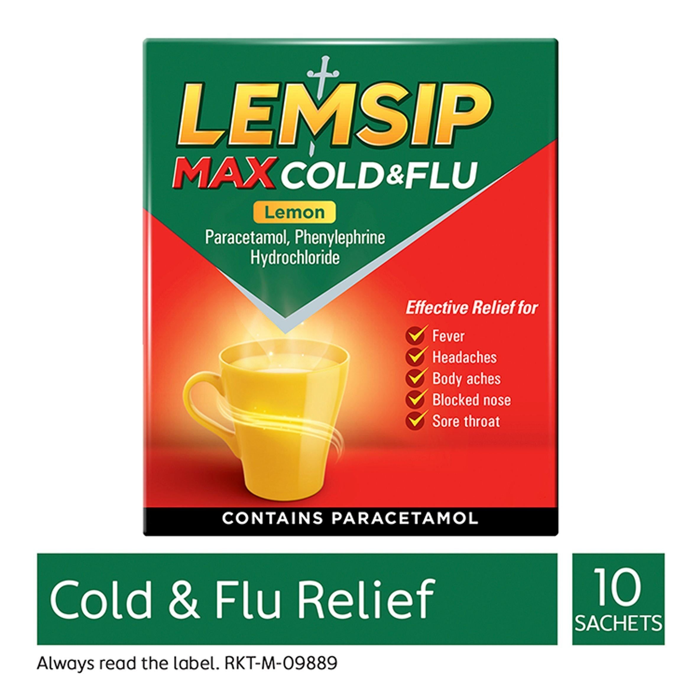 Lemsip Max Cold &amp;amp; Flu Remedy Sachets, Lemon x10