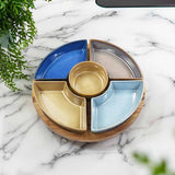 Lesser &amp;amp; Pavey Set of 5 Snack Dishes &amp;amp; Wood Tray