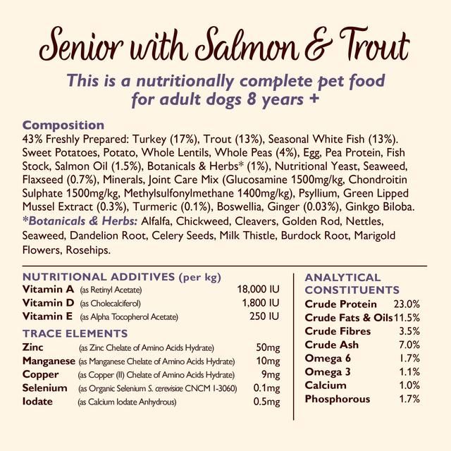 Lily's Kitchen Dog Turkey &amp;amp; Trout Senior Recipe Dry Food   2.5kg