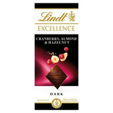 Lindt Excellence Cranberry Almond &amp;amp; Hazelnut Dark Chocolate Bar   100g