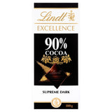 Lindt Excellence Intense Dark 90% Cocoa Chocolate Bar 100g