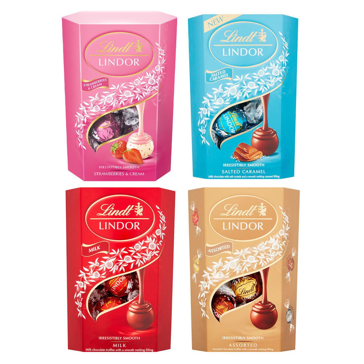 Lindt Lindor Chocolate Truffles in 4 Varieties, 4 x 200g