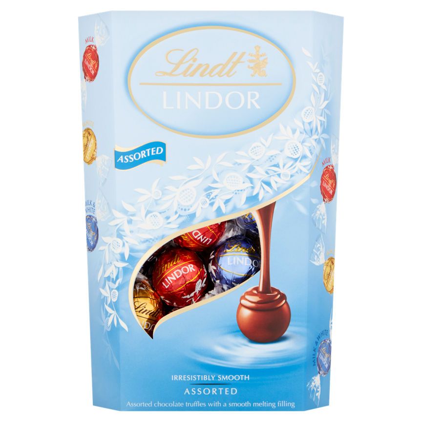 Lindt LINDOR Milk &amp;amp; White Assorted Chocolate Truffles Box, 337g