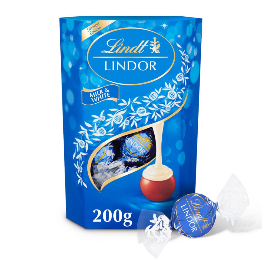 Lindt Lindor Milk &amp;amp; White Chocolate Truffles Box 200g