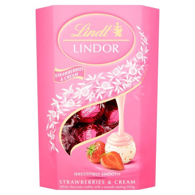 Lindt Lindor Strawberries &amp;amp; Cream Chocolate Truffles   200g