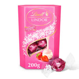 Lindt Lindor Strawberries &amp;amp; Cream Chocolate Truffles Box 200g